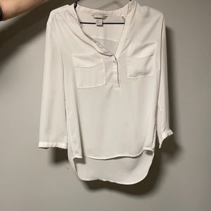 H&M white sheer blouse with silver details